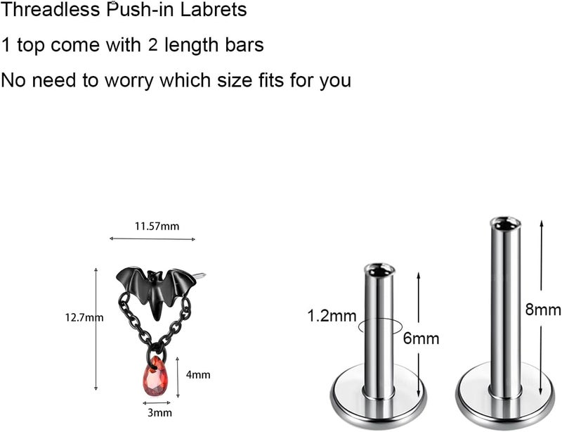 TOMIDES 1Pcs G23 Titanium Flat Back Earrings Studs 16g F136 Implant Grade Titanium Labrets Press Fit Threadless Push In Dainty Cartilage Helix Conch Lobe Lip Tragus Piercing Jewelry - Image 2